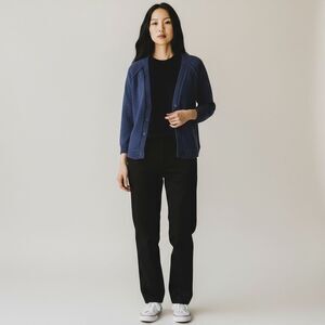 MUDD Solid Blue Purple 3/4 Quarter Sleeve button Down Cardigan Cotton size S/M